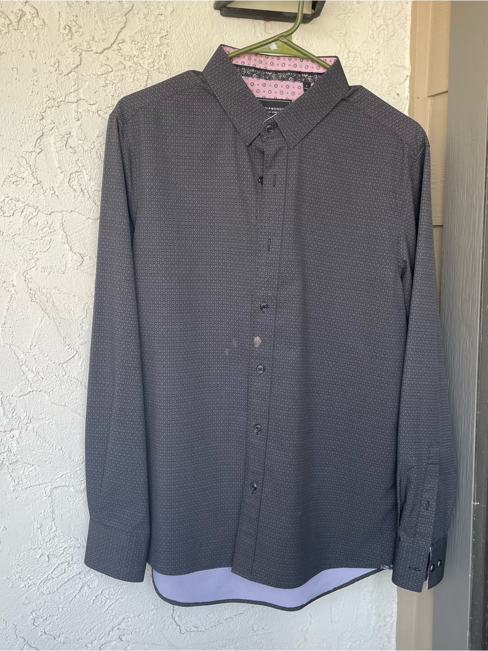 7 Diamonds Men's Dark Gray Micro-Pattern Dress Shirt